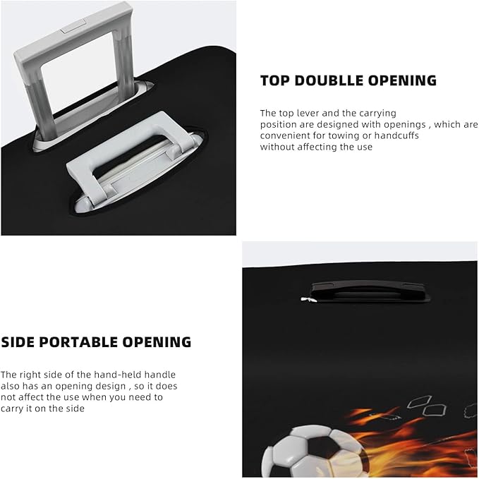 Travel Luggage Cover Suitcase Protector, Soccer Football Ball Breaking Nets Thickened Washable Elastic Anti-scratch Luggage Sleeve with Concealed Zipper for Wheeled Suitcase Fits 25-28 Inch Luggage