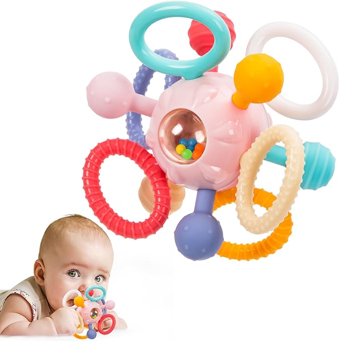 Baby Montessori Sensory Toys for 0-6 6-12 Months, Baby Teether Teething Toys for Babies 0 3 6 9 12 18 Months, Newborn Infant Learning Developmental Toys Gifts for 1 2 Year Old Boys Girls
