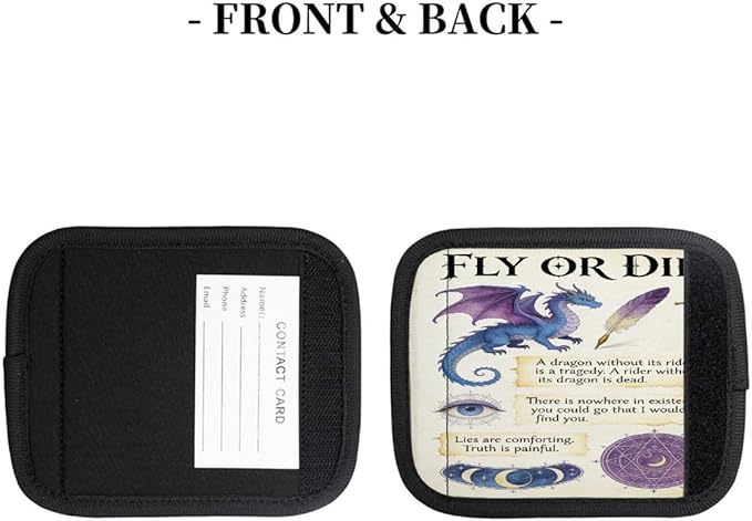 2 Pack Luggage Handle Wrap with Travel Tags - Non-Slip Protective Cover Soft Handle Grips Covers for Suitcase(Fly Dragon)