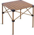 iClimb Lightweight Stable Alu. Folding Square Table Roll Up Top with Carry Bag for Camping Picnic Backyards BBQ Camp Kitchen (Nature, M)