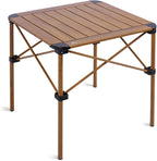 iClimb Lightweight Stable Alu. Folding Square Table Roll Up Top with Carry Bag for Camping Picnic Backyards BBQ Camp Kitchen (Nature, M)