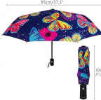 Umbrella Colorful butterflies Windproof Travel Umbrella for Rain,Sun Lightweight and Portable Auto Open Close Umbrellas