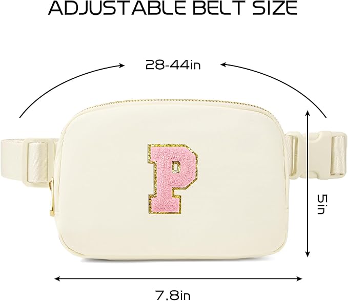 Gitus Personalized Gifts Birthday Gifts for Girls Fanny Pack Cross Body Bags with Initial Letter Preppy Stuff Gifts for Her Girlfriend Wife Sister Friends Mom (Ivory-P)