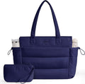 LOVEVOOK Tote Bag for Women with Giant Tumbler Holder Pocket, Puffer Work Travel Laptop Handbag with Zipper for Nurse Teacher