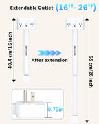 Outlet Extender Stick with 360° Swivel, Wall Plug Power Socket with 3 Outlets & 4 USB Ports(2 USB C), Extends 16"-26", Access Hard-to-Reach Outlets, Use Behind Couches, Nightstands, Desks, and More