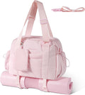 Small Gym Bag for Women - Puffer Duffle Weekender Work Duffel Carry on Overnight Nurse Dance Yoga Workout Tote Bag with Yoga Mat Holder Wet Compartment Coin Purse BPA-Free