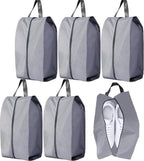 5Pcs Large Travel Shoe Bags Portable Travel Gifts Shoe Organizer with Zipper Closure, Waterproof Nylon Shoe Storage Organizer with Handle Travel Bags For Men and Women, Grey