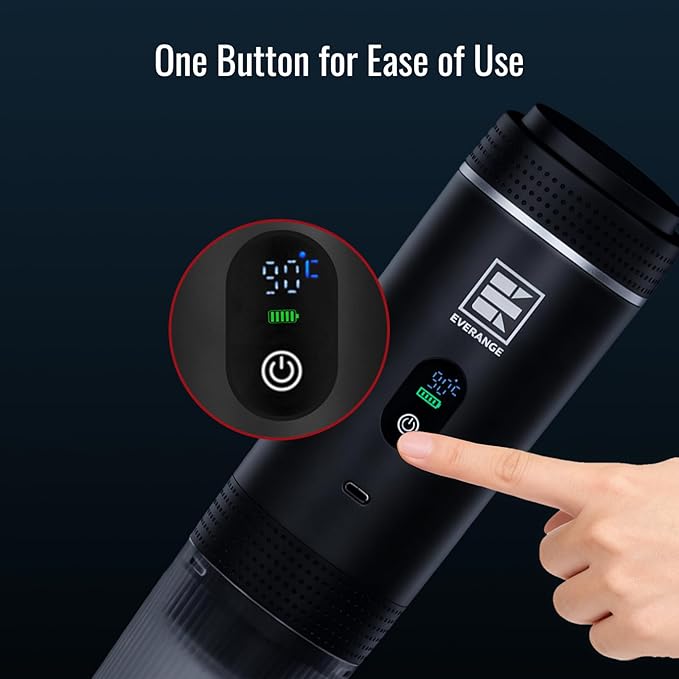 Portable Electric Espresso Machine, Travel Coffee Maker Brewer Compatible with Ground Coffee & NS Capsules (Black with LCD Screen)