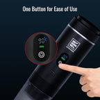 Portable Electric Espresso Machine, Travel Coffee Maker Brewer Compatible with Ground Coffee & NS Capsules (Black with LCD Screen)