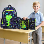 5Pcs Kids Luggage for Boys, Dinosaur Rolling Travel Carry on Suitcase for Toddler Children with Wheels(Black)