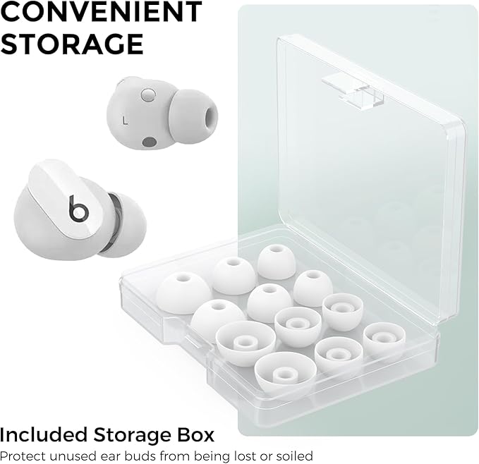 AhaStyle Ear Tips for Beats Studio Buds/Powerbeats Pro 2/Solo Buds/Fit Pro/Studio Buds+【Fit in The Charging Case】6 Pairs S/M/L Silicone Ear Covers Replacement Tips for Beats Wireless Bluetooth Earbuds