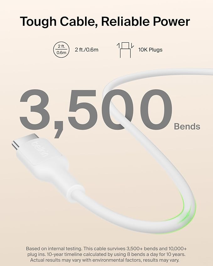 Belkin MagSafe Power Bank 5,000mAh, Ultra-Slim Qi2 15W Certified Magnetic Back Supports MagSafe Accessories On-the-Go, Wireless Battery Pack w/USB C Cable for iPhone 17, Pixel 10, Travel - Sand