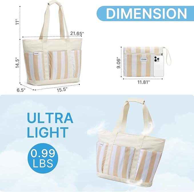G4Free Beach Bag,Waterproof Beach Tote Pool Bags for Women,Compatible with Cup,Foldable for Weekender Travel