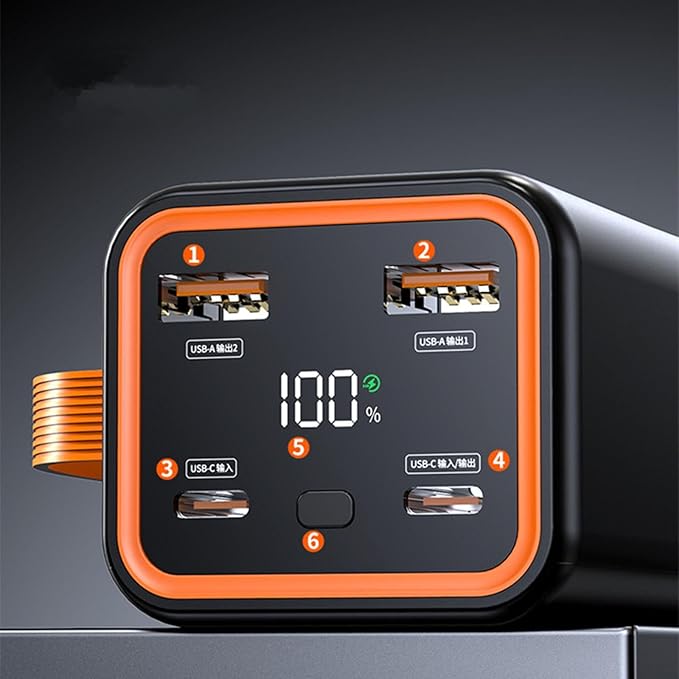 ZEZEFUFU Black Portable DIY Power Bank Case with LCD Display 4 Slots 21700 Battery Charger Shell Box Fast Charging Power Bank
