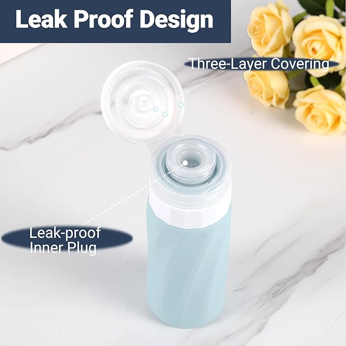 16 Pack Travel Bottles for Toiletries, TSA Approved 3oz Leak Proof Refillable Silicone Squeezable Containers Kit for Shampoo Lotion Conditioner with Toiletry Bag