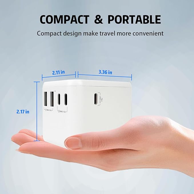 EP 85W Universal Travel Adapter, International Power Adapter with 3 USB-C & 2 USB-A Ports, Worldwide Plug Adaptor Wall Charger, Travel Essentials for US/CA/EU/UK/AU/JP ＆ 150+ Countries (Type C/G/A/I)
