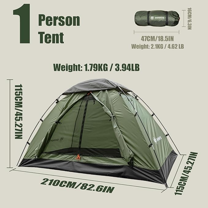 Backpacking Tent for Camping 1-5 Person Hiking Ultralight Tent for Waterproof Windproof Outdoor Two Doors Tents Easy Quick Setup Lightweight Instant Tents