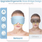 BeHoomi Sleep Mask, Premium Eye Mask for Sleeping, Total Blackout, Superior Soft Comfort, Upgraded 3D Ergonomic Designed Sleeping Mask for Home, Office, Travel, Meditation, Sky Blue