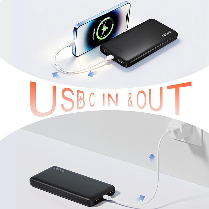 Miady 2-Pack 22.5W 10000mAh Portable Charger, USB C Fast Charging Power Bank 3 Outputs 2 Inputs Travel Essential Battery Pack Compatible with iPhone 17/16/15/14, Galaxy S24/22, iPad, Android, Tablets