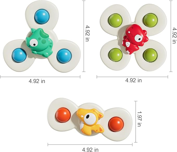 ALASOU 3PCS Suction Cup Spinner Toys for 1 Year Old Boy Girl|Spinning Top 12 18 Months|1 2 Year Old Boy Birthday Gift|Baby Bath Toy for Kids Ages 1-3|Sensory Airplane Travel Toy for Infant Toddlers