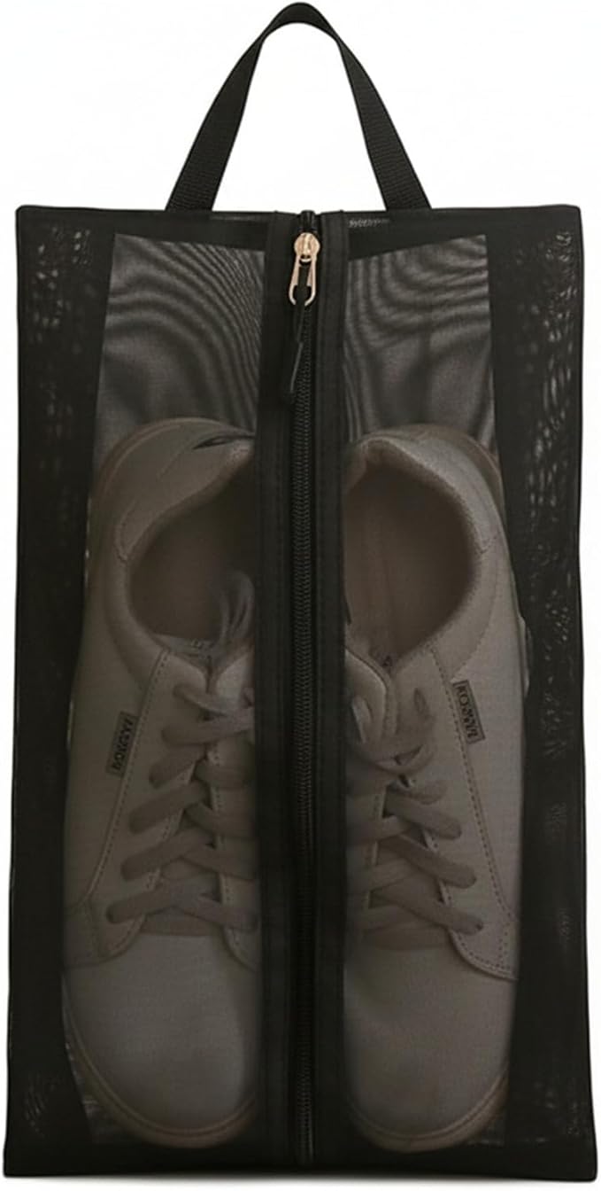 Portable Golf Shoes Bag, Travel Shoes Bag with Ventilation, Shoes Storage Organizer with Zipper Closuren for Outdoor, Sports, Golf, Travel, Gem (Gray)