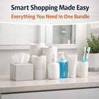 Generic 5-Piece Complete Bathroom Restock Bundle: Soft 2-Ply Bath Tissue (12 Rolls), Facial Tissues, Fresh Breeze Hand Soap, Bath Loofah Sponge, and Medium Bristle Toothbrushes (3-in-1Pack)
