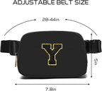 Gitus Belt Bag Fanny Pack Crossbody Bags with Initial Letter Patch Gifts for Wife Older Women Mother Coworker Bridesmaid Anniversary Travel Gifts Beach Gifts (Black-Y)