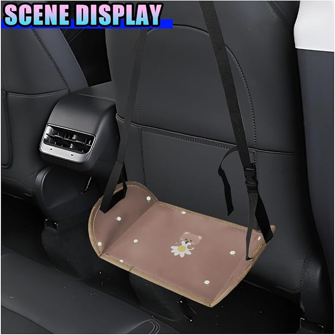Cute Car Foot Hammock, Adjustable Height Automotive Seat Footrest, Vehicle Seat Extender Leg Support & Relax Accessories, Portable Long Travel Essentials for RV, SUV, Truck(Flower)