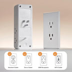 Multi Plug Outlet Extender, 4USB Wall Charger, Wall Plug Splitter with 6 Outlets 450J Electrical Power Expander with Surge Protector,Spaced for Travel,Home, Office, White 2Pack