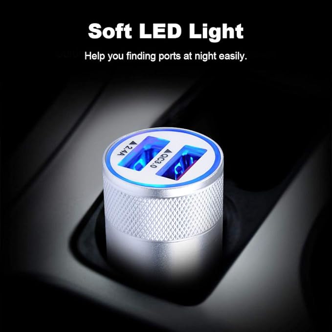 Fast Car Charger, Quick Charging 5.4A/30W Phone USB Car Charger Adapter Rapid Plug 2 Port Cigarette Lighter Charger Flush Compatible Samsung Galaxy S23 S22 S21 S20 Ultra S10e S10 S9 S8 Note, iPhone