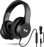 Wired Headphones for Adults, Premium Over-Ear Headset with Hi-Fi Stereo Sound, Noise-Isolating Ear Cushions, Lightweight Comfortable Design, Tangle-Free Cable, Ideal for Work, Travel, Daily