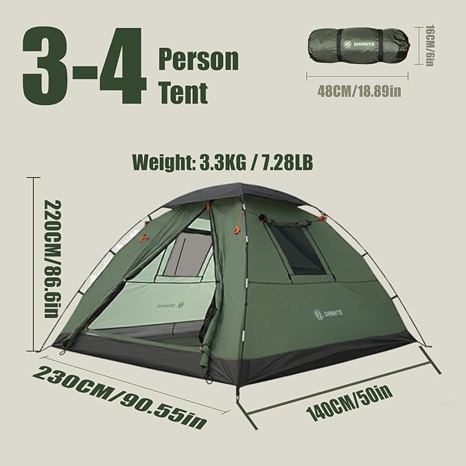 Backpacking Tent for Camping 1-5 Person Hiking Ultralight Tent for Waterproof Windproof Outdoor Two Doors Tents Easy Quick Setup Lightweight Instant Tents
