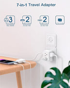 2 Pack Israel Power Adapter, One Beat Israel Travel Plug Adapter with 3 American Outlets 4 USB Ports(2 USB C), 7 in 1 Type H Travel Adapter Plug Converter for US to Israel, Jerusalem, Palestine