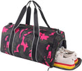 mezhsa Kids Overnight Duffle Bag Girls Boys Sports Gym Bag with Shoe Compartment Wet Pocket Camouflage travel bag (Ping)