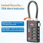 Forge TSA Approved Luggage Locks 4 Digit Combination TSA Travel Locks with TSA008, Open Alert Indicator, Zinc Alloy Body for Luggage, Suitcase, Backpack, and More. 1 Black Lock.