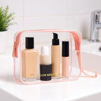 Icramsy Clear Makeup Bag,2 Pack TSA Approved Toiletry Bag Travel Toiletry Bag Hanging Makeup Cosmetic bag for Women Men (Pink)