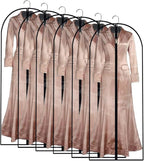 Garment Bag Clear for Long Dress (24'' x 60'' Set of 6) Clothing Suit Bags for Closet Storage Wedding Dress Garment Bags with Zipper Gown Garment Cover for Long Dresses