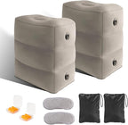 Inflatable Foot Rest Pillow for Travel, 5 Height Adjustable Leg Rest Pillow for Economy Class, Car, Office and Homes