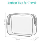 F-color TSA Approved Toiletry Bag 3 Pack Medium - Clear Makeup Bag Travel Quart Size for Women Men, Clear Cosmetic Bag Airport Airline Compliant Carry on Bag, Light Grey