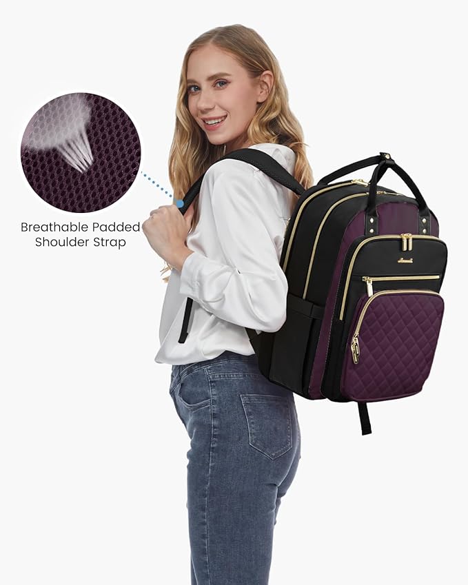 LOVEVOOK Laptop Backpack for Women with Separate Laptop Compartment, 15.6" Water Resistant Lightweight Daypacks for College Travel Work Business, Nurse Teacher Computer Bags