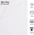 CASA COPENHAGEN Ribbed Bar Mop Towels - Pack of 12, 10"x10" 100% Cotton, Highly Absorbent & Durable Towels, Multipurpose Kitchen Towels for Home, Bar, Restaurant, Cleaning & More