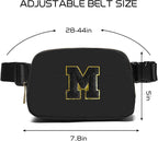 Gitus Belt Bag Fanny Pack Crossbody Bags with Initial Letter Patch Gifts for Wife Older Women Mother Coworker Bridesmaid Anniversary Travel Gifts Beach Gifts (Black-M)