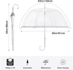 G4Free 52 inch Clear Bubble Umbrella, Large Canopy Transparent Dome Coverage Stick Umbrella, J Hook Handle European Style for Weddings,Prom,Graduation and Outdoor Events