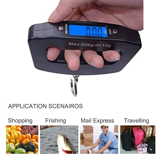 Digital Hanging Luggage Scale,Portable Handheld Baggage Suitcase Electronic Scale for Travel Household Fishing and Gift 110lb Black