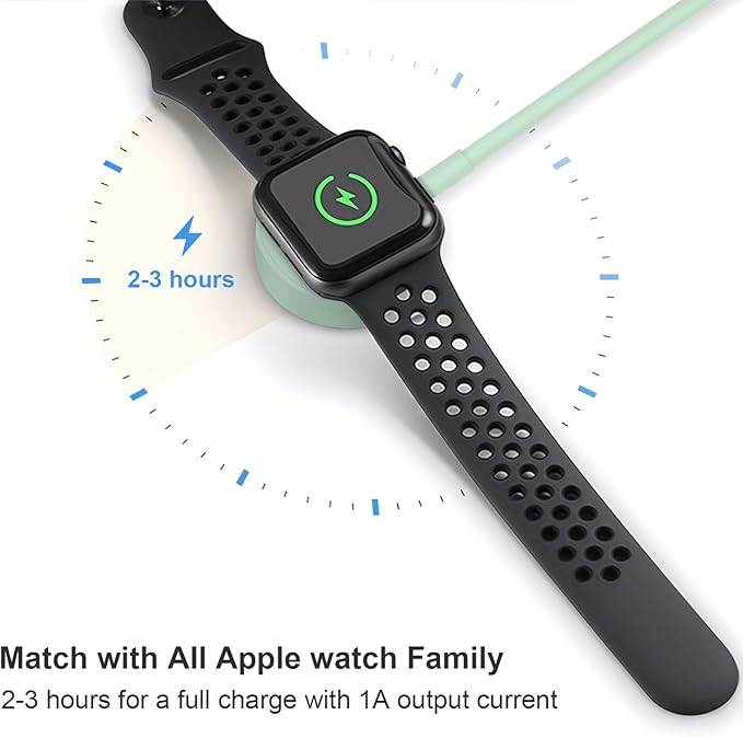 Fast Charger for Apple Watch Charger, Magnetic iWatch Charger to USB A Cable 3.3FT with USB A Wall Plug Adapter for Apple iWatch Series Ultra/10/9/8/7/6/SE/5/4/3/2 (Green)
