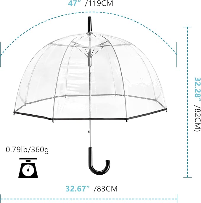 RONIARE Clear Bubble Umbrellas for Rain Large Windproof Dome Umbrella for Weddings,Prom, Graduation and Outdoor Events for Men and Women