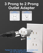 Portable 3 Prong to 2 Prong Outlet Adapter, Fireproof 392℉ 3-2 Prong Adapter Converter, Heavy Duty Wall Plug Adapter for Household Appliances Industrial, 1875W Max, 4 Packs