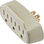 Leviton Grounding Adapter, 125 V, 15 A, 3 Outlet, 1 Pack, 697-I, Ivory