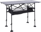 ALPHA CAMP Camping Table Outdoor Portable Adjustable Aluminum Table with Storage for Grill Travel Picnic Beach BBQ Backyards