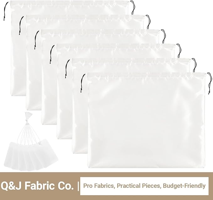 Q&J Fabric Co. 6 Pack Satin Dust Bag 19.7x23.6 inch White 100% Polyester Silk Bag Purse Dust Bag Shoe Bags for Closet Purse Protector Bag Dust Covers for Purses